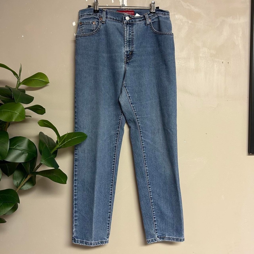 Levis 550 Women 10M Light Wash Jeans Relaxed Tapered Stretch Blue Y2K Vintage - Picture 3 of 7